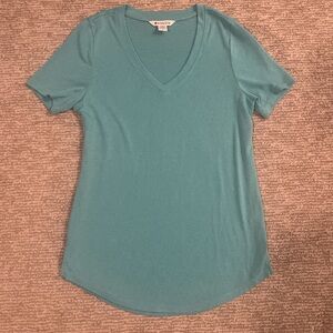 Athleta Women's Teal V-Neck Short Sleeve Tee